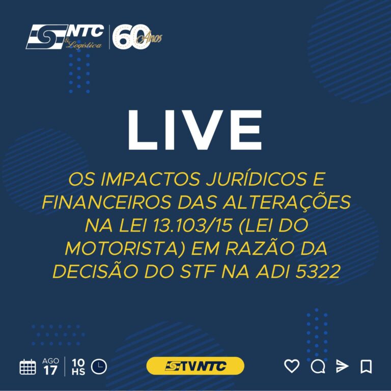 Participe hoje da live sobre os impactos da Lei do Motorista na TV NTC