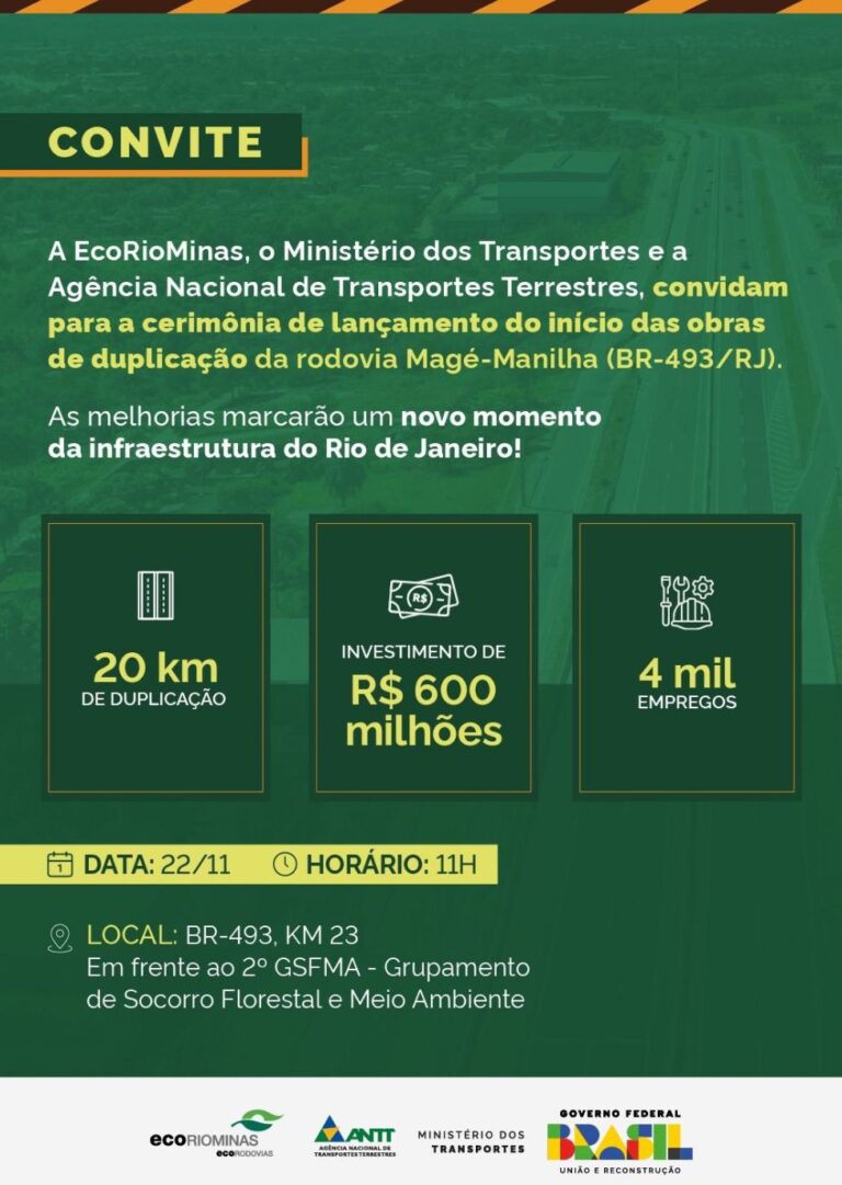 Lançamento das obras de duplicação da Rodovia Magé-Manilha (BR-493/RJ): um marco para o Transporte Rodoviário de Cargas